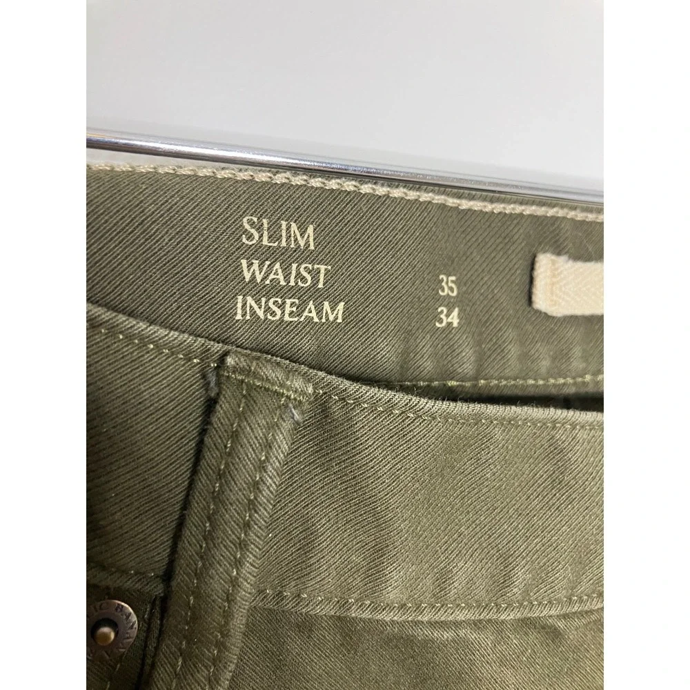 Banana Republic slim fit traveler pants olive green men's size‎ 35 x 34 business